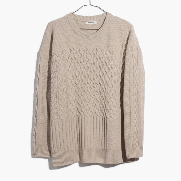 Madewell Sweaters - MADEWELL Patchwork Cable Knit Tunic Sweater